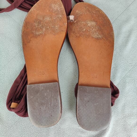 Erika Pena Tribal E Wrap Sandals Womens 8 38 Flats Pink Metallic Leather Boho - Picture 4 of 4